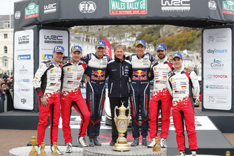 Podium : les vainqueurs Sébastien Ogier, Julien Ingrassia, M-Sport Ford WRT Ford Fiesta WRC, le deuxièmes, Jari-Matti Latvala, Miikka Anttila, Toyota Gazoo Racing WRT Toyota Yaris WRC, les troisièmes, Esapekka Lappi, Janne Ferm, Toyota Gazoo Racing WRT Toyota Yaris WRC McKlein