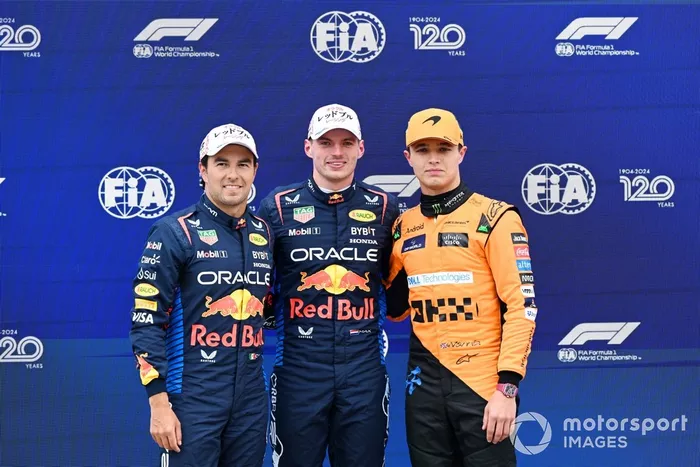 Max Verstappen, Red Bull Racing, en pole position, avec Sergio Perez, Red Bull Racing, Lando Norris, McLaren F1 Team 