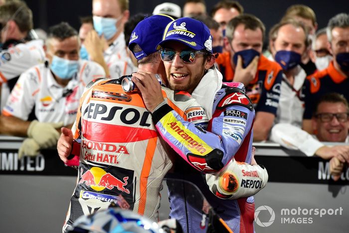 Tercer lugar Pol Espargaró, Repsol Honda Team, ganador Enea Bastianini, Gresini Racing