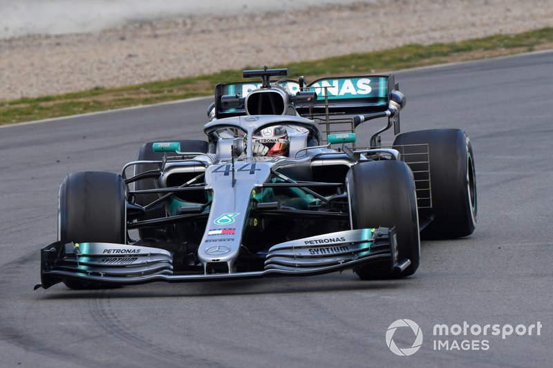 Lewis Hamilton, Mercedes-AMG F1 W10 EQ Power+ con sensori aerodinamici