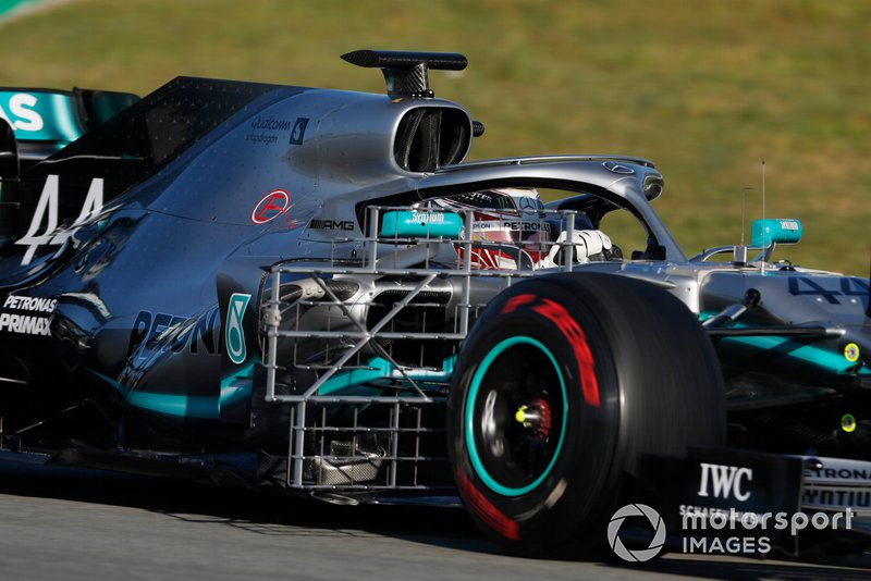 Mercedes-AMG F1 W10 with aerodynamic sensors