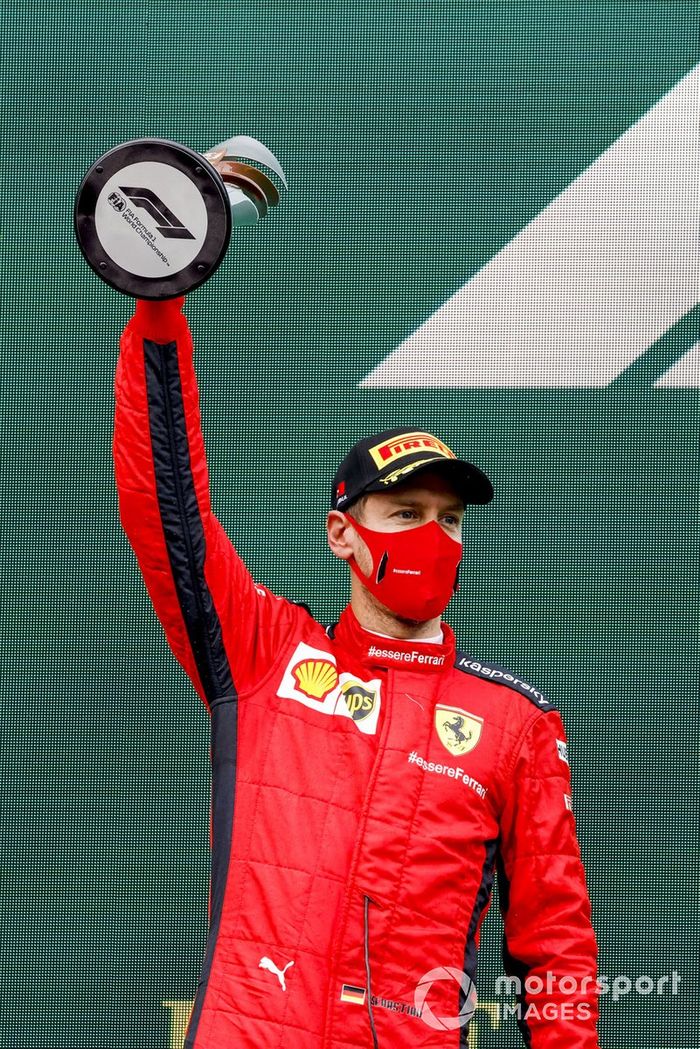 Podio: tercer lugar Sebastián Vettel, Ferrari