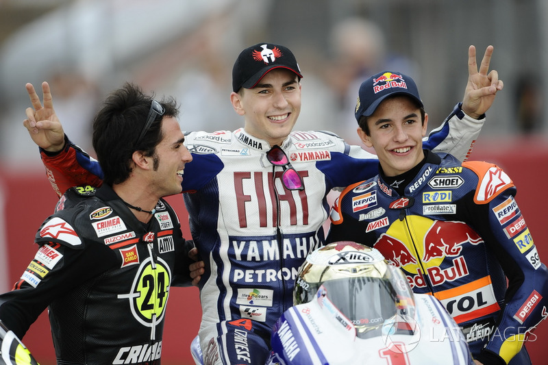 Motorrad-Weltmeister 2010: Toni Elias (Moto2), Jorge Lorenzo, (MotoGP), Marc Marquez (125er)