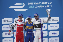 Podium: Race winner Nicolas Prost, Renault e.Dams; second place Bruno Senna, Mahindra Racing; third place Jean-Eric Vergne, DS Virgin Racing