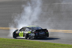 Jimmie Johnson, Hendrick Motorsports Chevrolet Camaro shows damage after a crash