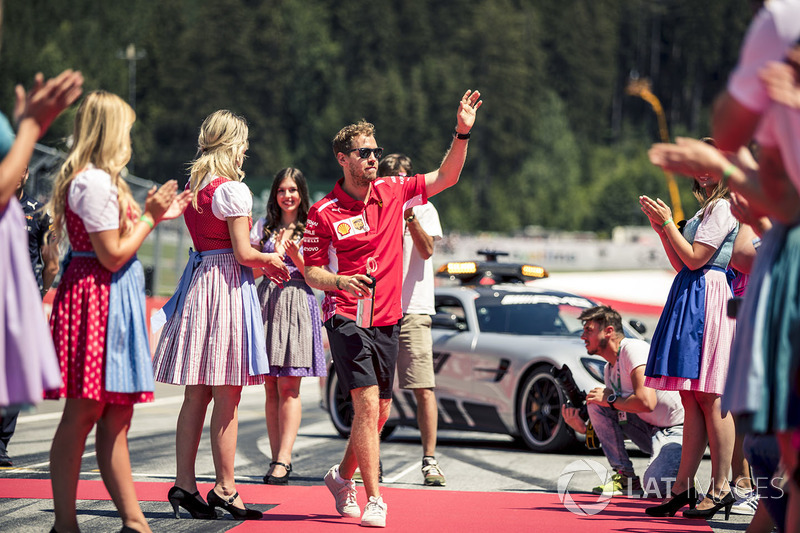 Sebastian Vettel, Ferrari on the drivers parade