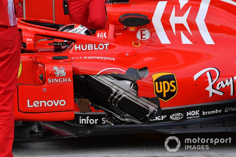 Шарль Леклер, Ferrari SF71H; повреждение понтона