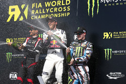 Podium: winner Mattias Ekström, EKS RX, second place Timo Scheider, MJP Racing Team Austria, third p