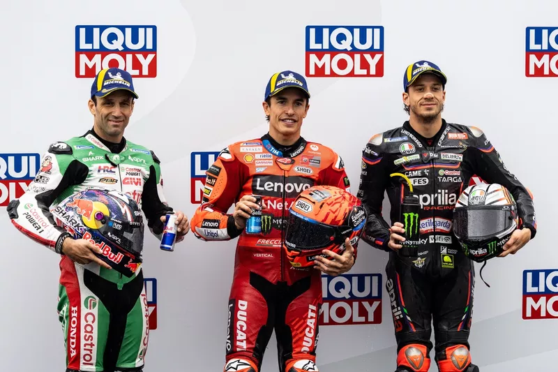 Marc Marquez, Ducati Team, Johann Zarco, LCR Honda Team, Marco Bezzecchi, Aprilia Racing.