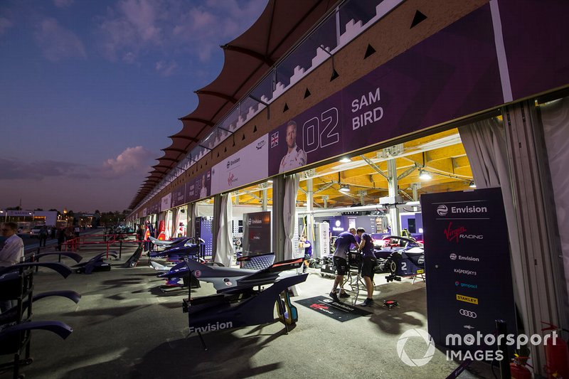 The Virgin team in the pit lane