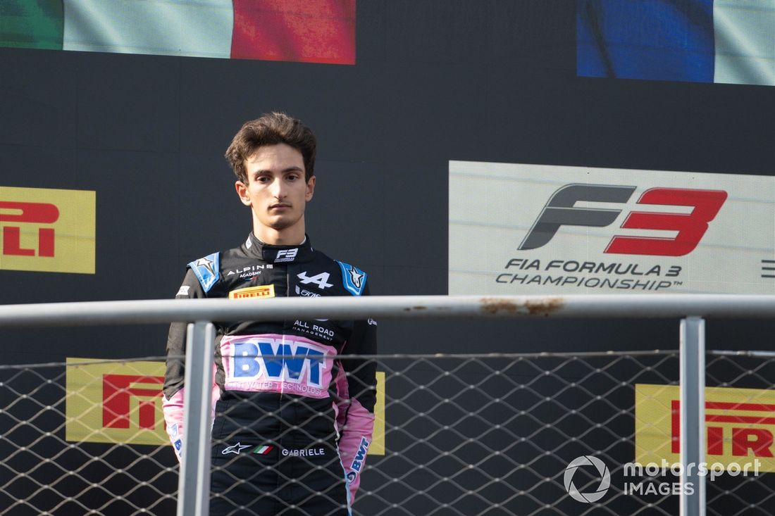 Gabriele Mini, Prema Racing, segundo en el podio