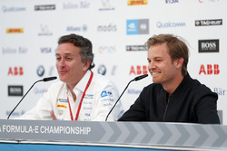Alejandro Agag, CEO, Formula E, with Nico Rosberg, Formula E investor, Hugo Boss Ambassador, in the press conference