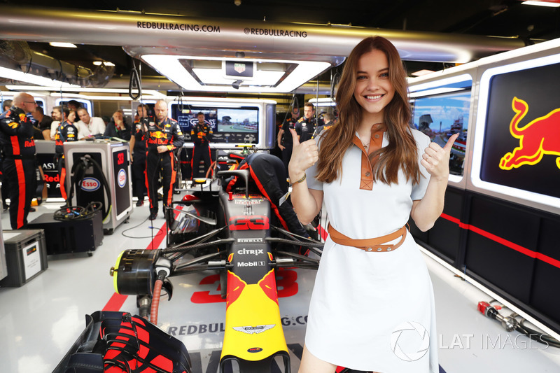 Model Barbara Palvin visits the Red Bull garage