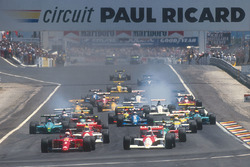 Nigel Mansell, Ferrari 641; Gerhard Berger, McLaren MP4/5B, Honda; Ayrton Senna, McLaren MP4/5B, Hon