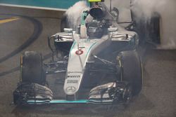 Second placed Nico Rosberg, Mercedes AMG F1 W07 Hybrid celebrates his World Championship at the end 