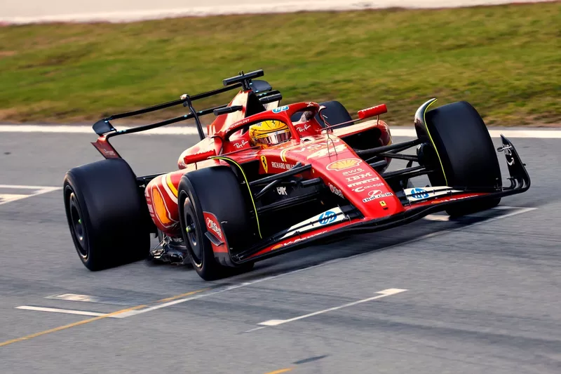 Lewis Hamilton, Ferrari, lors du test Pirelli