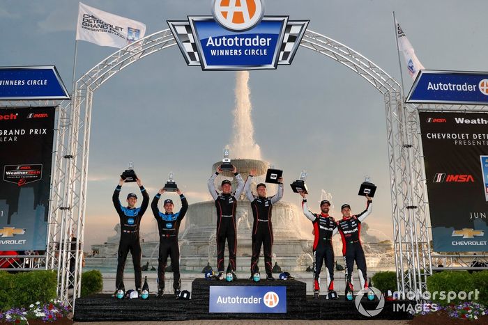 #10 Wayne Taylor Racing Acura ARX-05 Acura DPi: Ricky Taylor, Filipe Albuquerque, Race winners #01 Chip Ganassi Racing Cadillac DPi: Renger van der Zande, Kevin Magnussen, #31 Action Express Racing Cadillac DPi: Felipe Nasr, Pipo Derani