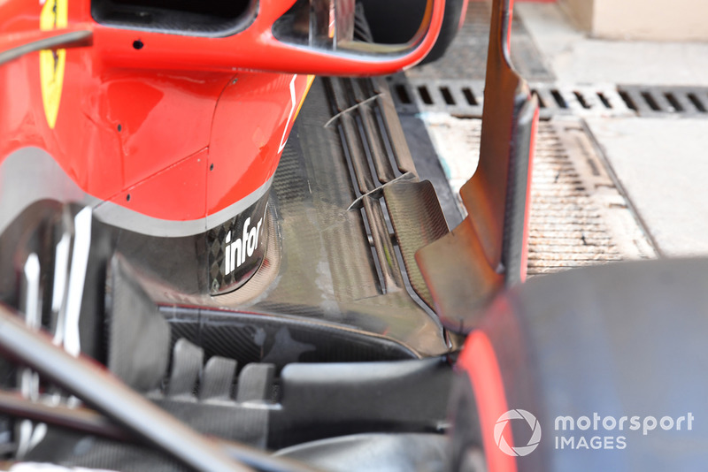 Detalle de la parte trasera del suelo del Ferrari SF71H