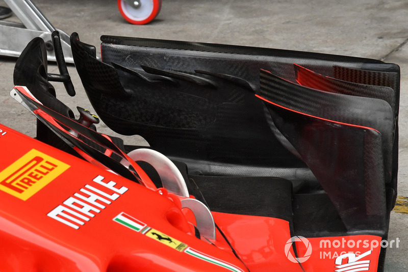 Kanard di bagian dalam endplate sayap depan Ferrari SF71H