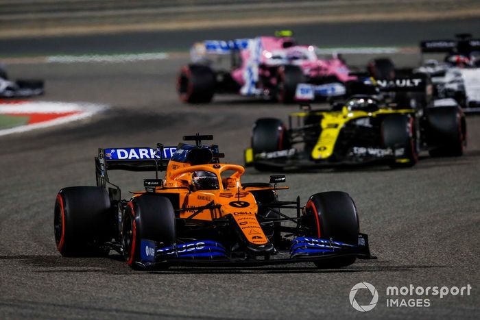 Carlos Sainz Jr., McLaren MCL35, Daniel Ricciardo, Renault F1 Team R.S.20, Daniil Kvyat, AlphaTauri AT01, Lance Stroll, Racing Point RP20