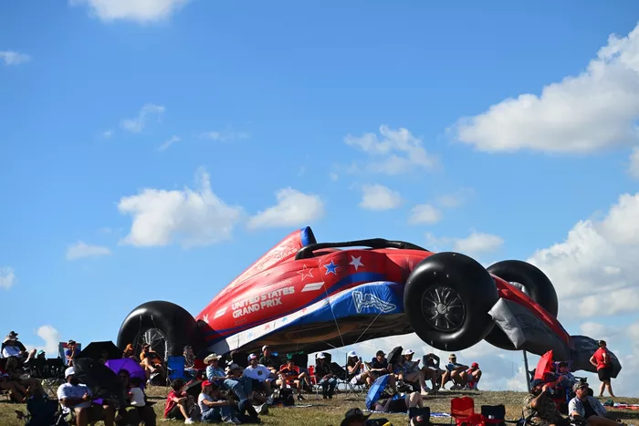 An inflatable F1 car
