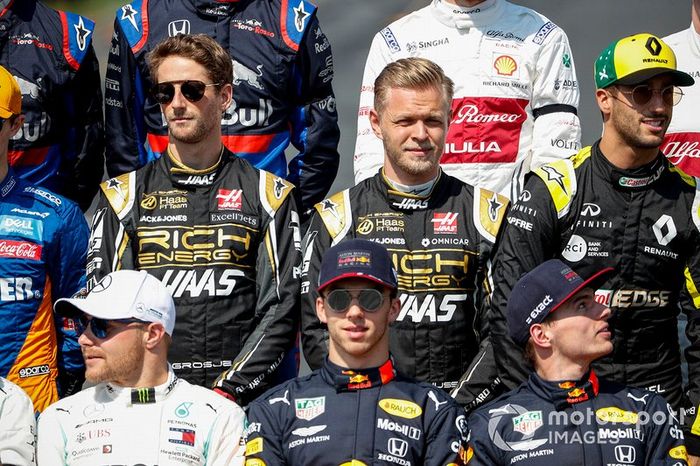 Romain Grosjean, Haas F1, Kevin Magnussen, Haas F1, Daniel Ricciardo, Renault F1 Team, Valtteri Bottas, Mercedes AMG F1, Pierre Gasly, Red Bull Racing, y Max Verstappen, Red Bull Racing