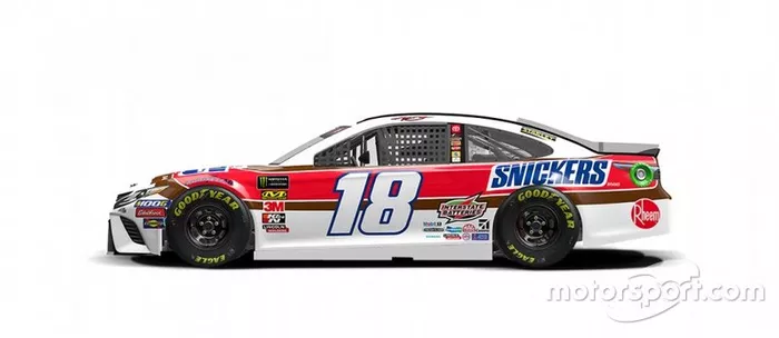 O carro #18 de Kyle Busch será parecido com o carro Snickers que Bobby Hillin Jr. correu para a Stavola Brothers em 1990