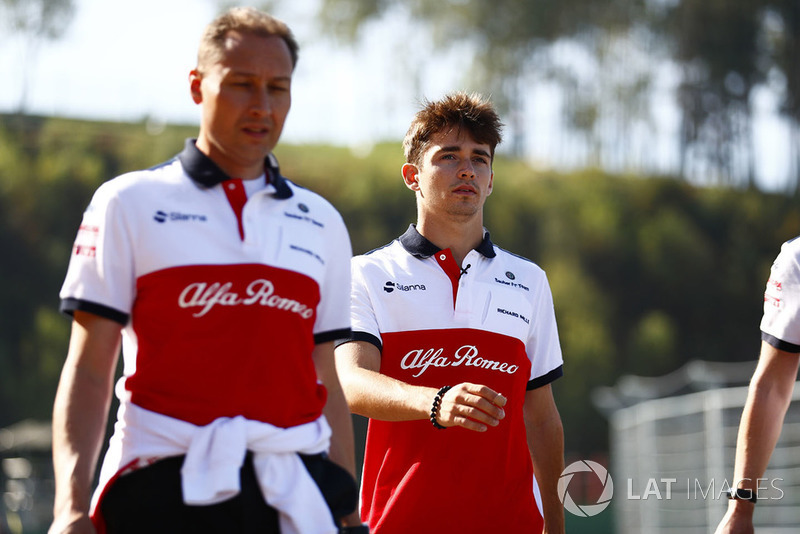 Charles Leclerc, Sauber, walks the track