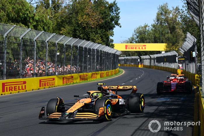 Lando Norris, McLaren MCL38, Charles Leclerc, Ferrari SF-24, Oscar Piastri, McLaren MCL38