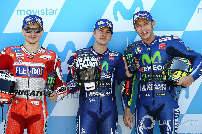 Polesitter Maverick Viñales, 2. Jorge Lorenzo, 3. Valentino Rossi