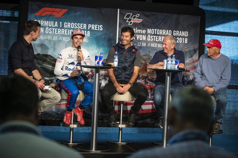 Marc Marquez, Mark Webber, Dr. Helmut Marko and Niki Lauda