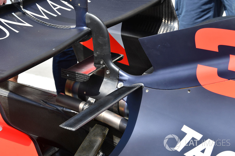 Vue détaillée de l'aileron arrière de la Red Bull Racing RB14