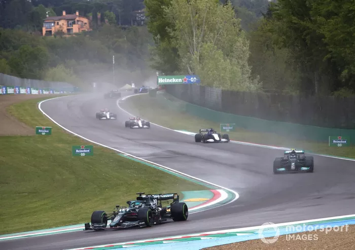 Lance Stroll, Aston Martin AMR21, Valtteri Bottas, Mercedes W12, George Russell, Williams FW43B, Kimi Raikkonen, Alfa Romeo Racing C41