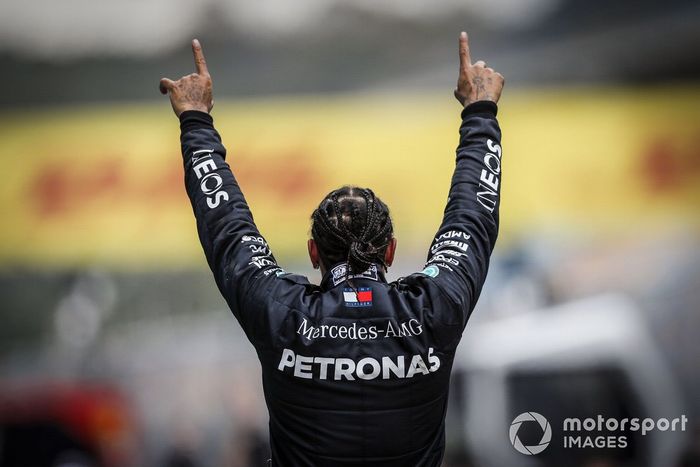 Lewis Hamilton, Mercedes-AMG F1, 1st position, in Parc Ferme after becoming a world champion for the 7th time