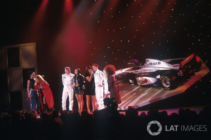 Mika Hakkinen, David Coulthard, McLaren avec les Spice Girls