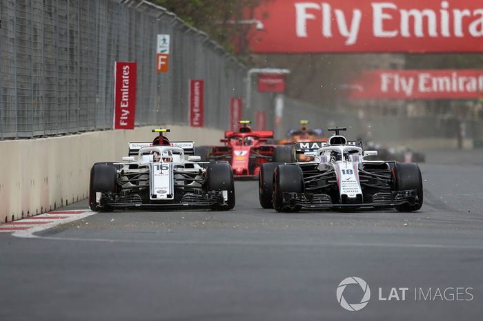 Charles Leclerc, Sauber C37 y Lance Stroll, Williams FW41