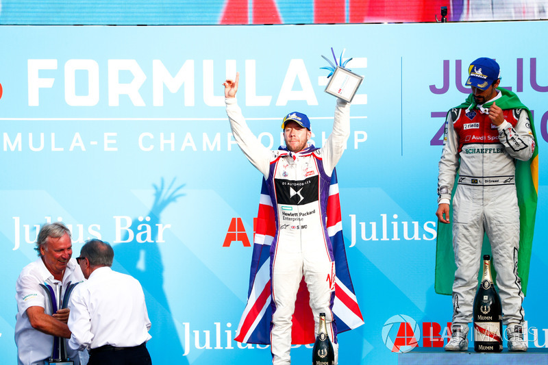 Lucas di Grassi, Audi Sport ABT Schaeffler, wins the Zurich ePrix, with Sam Bird, DS Virgin Racing,