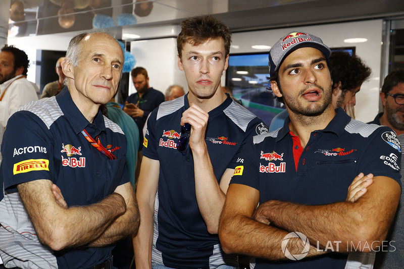 Franz Tost, Team Principal, Scuderia Toro Rosso, Daniil Kvyat, Scuderia Toro Rosso, Carlos Sainz Jr., Scuderia Toro Rosso