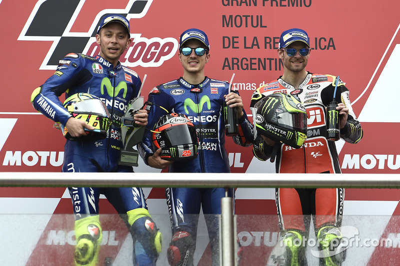 Podio: Valentino Rossi, Yamaha Factory Racing, Maverick Viñales, Yamaha Factory Racing, Cal Crutchlow, Team LCR Honda