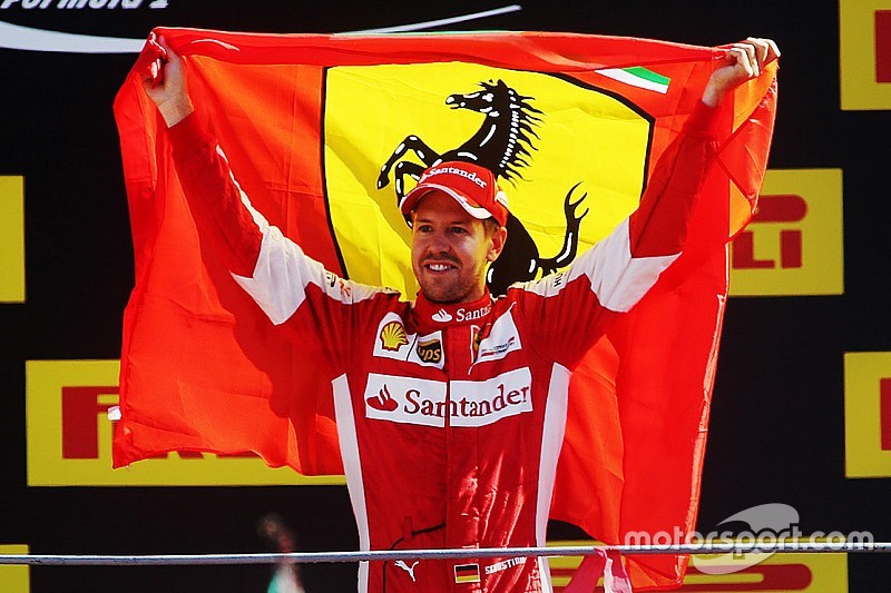 Podium: tweede Sebastian Vettel, Ferrari