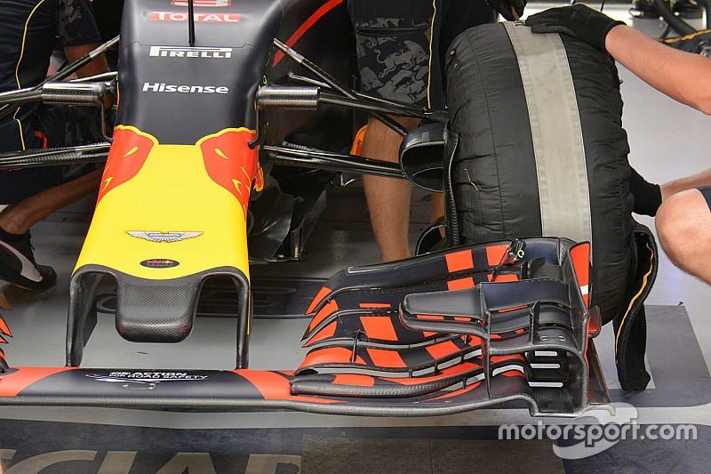 Formel-1-Technik: Gezackte Flaps am Frontflügel des Red Bull RB12