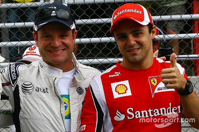 Bruno Senna, Lotus Renault GP with Rubens Barrichello, AT&T Williams and Felipe Massa, Scuderia Ferrari