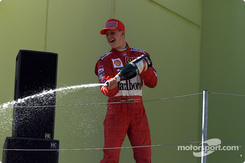 Michael Schumacher celebrating