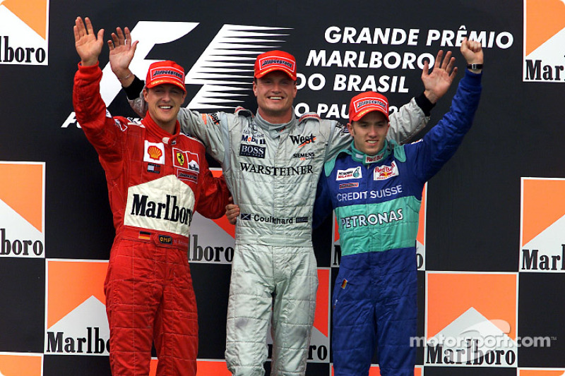 Le podium : Michael Schumacher, David Coulthard et Nick Heidfeld