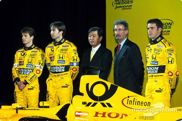 Jarno Trulli, Heinz-Harald Frentzen, Eddie Jordan e Ricardo Zonta