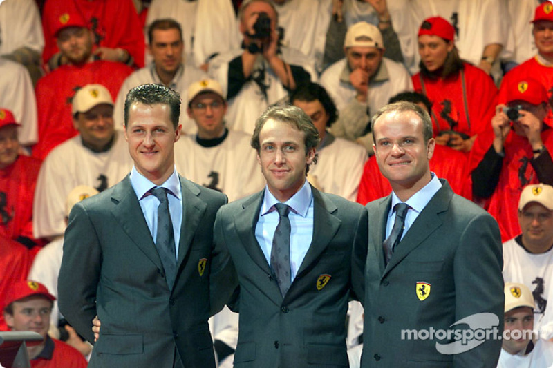 Michael Schumacher, Luca Badoer and Rubens Barrichello