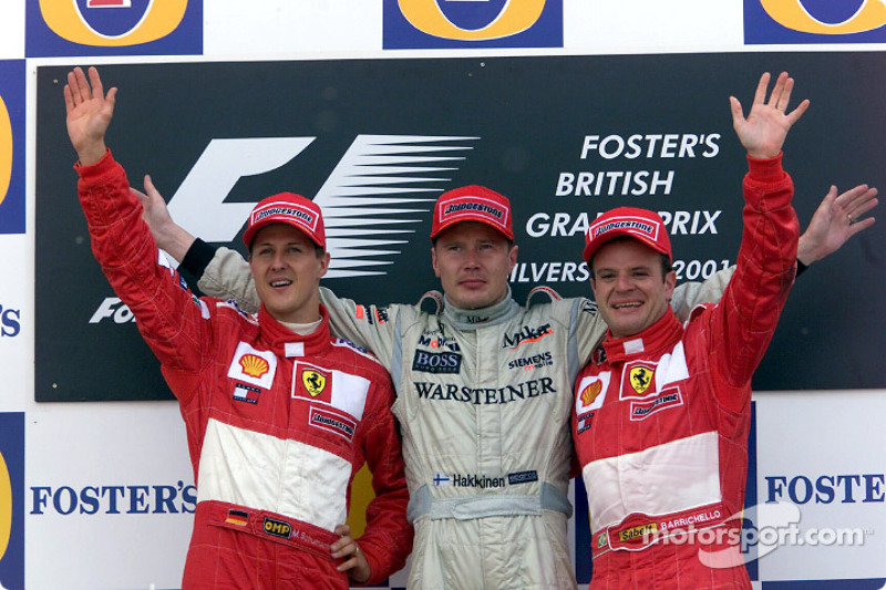 2001: 1. Мика Хаккинен, 2. Михаэль Шумахер, 3. Рубенс Баррикелло