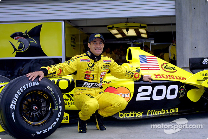 Jean Alesi celebrating his 200th Grand Prix