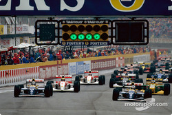 Start: Damon Hill, Alain Prost, Ayrton Senna und Michael Schumacher
