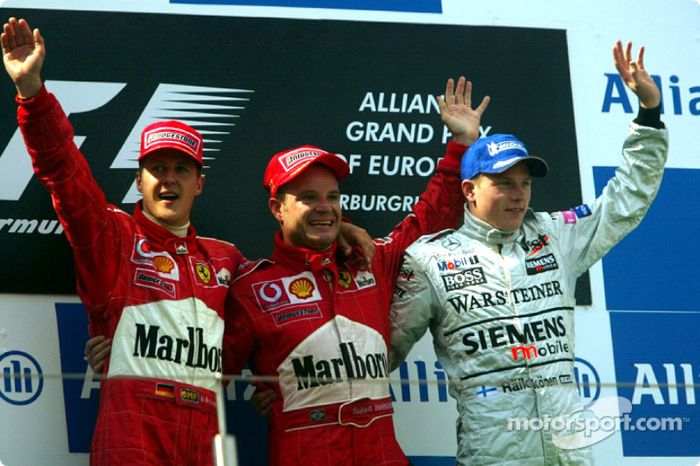 10. Rubens Barrichello-Michael Schumacher-Kimi Raikkonen: 7